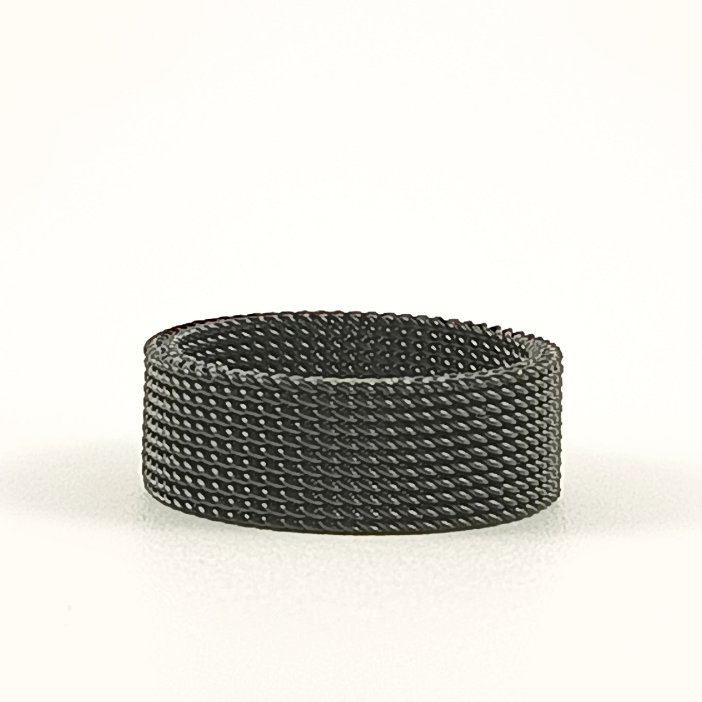 Flexible men's ring "Black Milanese Mesh"