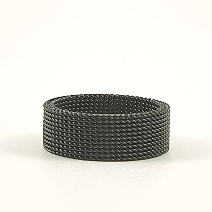 Flexible men's ring "Black Milanese Mesh"